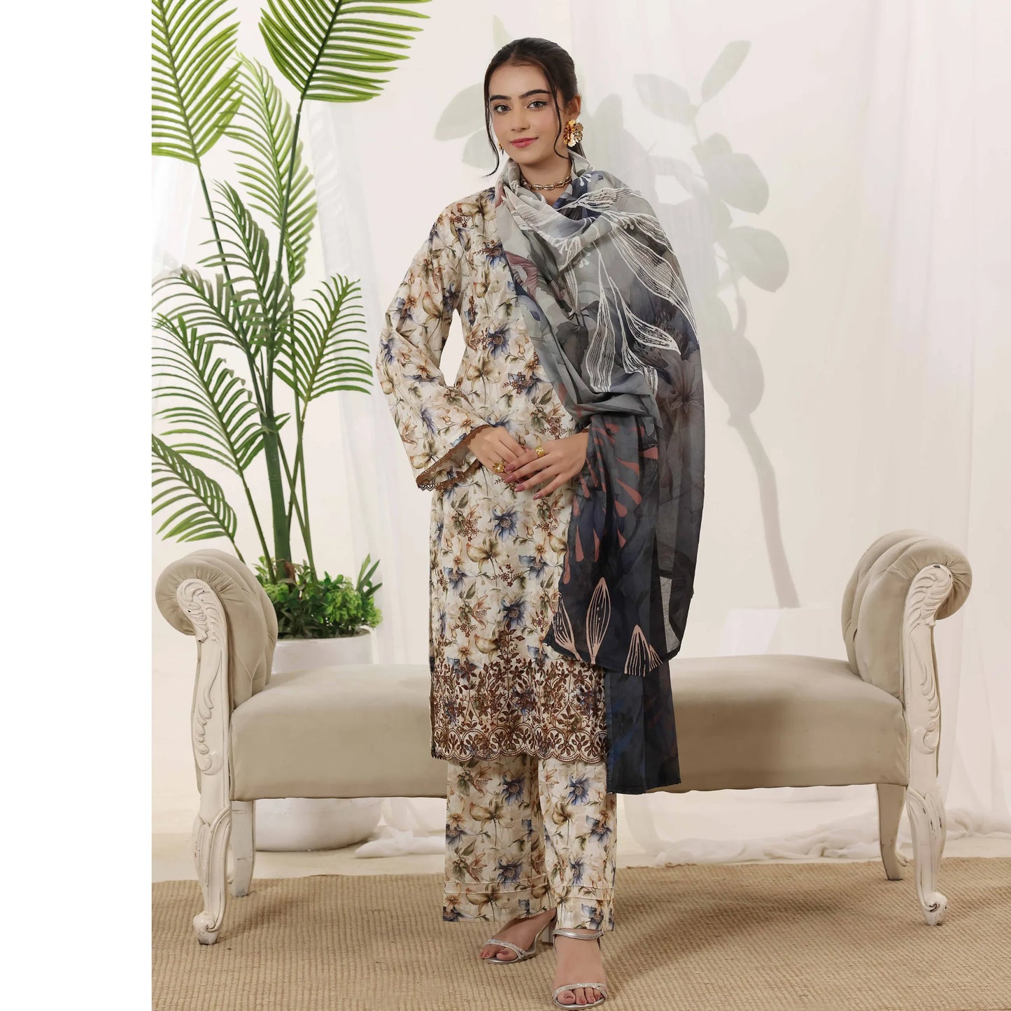 USN-22 Embroidered Chikankari Lawn 3 Piece Summer Collection by saphron | Ready to Wear Pakistani Asian Eastern wear