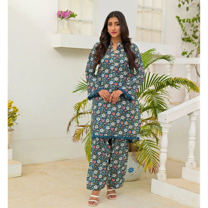 UA-248 Printed Lawn 2 Piece Co-Ord Set | Soft Breathable Summer Outfit | Casual Matching Shirt & Trouser Set by Umnaa