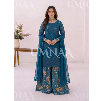 UA-249 Embroidered Chiffon Sharara Collection by Umnaa