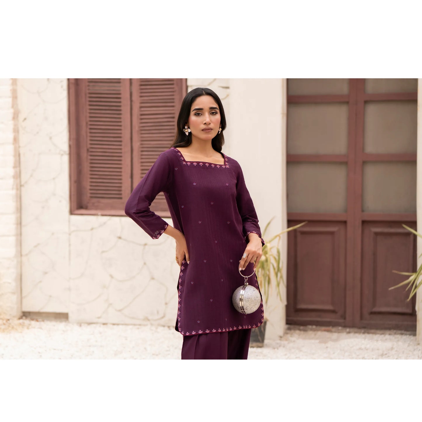 UA-257 Embroidered Cambric Cotton Co-Ord Set | Ready to Wear | Asian Clothes