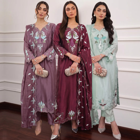 UA-265 Embroidered Festive Sheesha Silk Collection by Umnaa | Pakistani Trendy Kaftan Asian Clothing