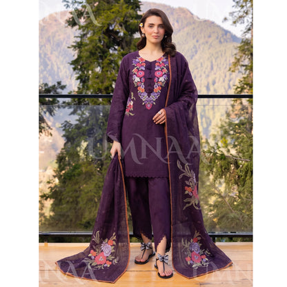 UA-270 Embroidered Cambric Cotton with Tulip Style Shalwar | Umnaa
