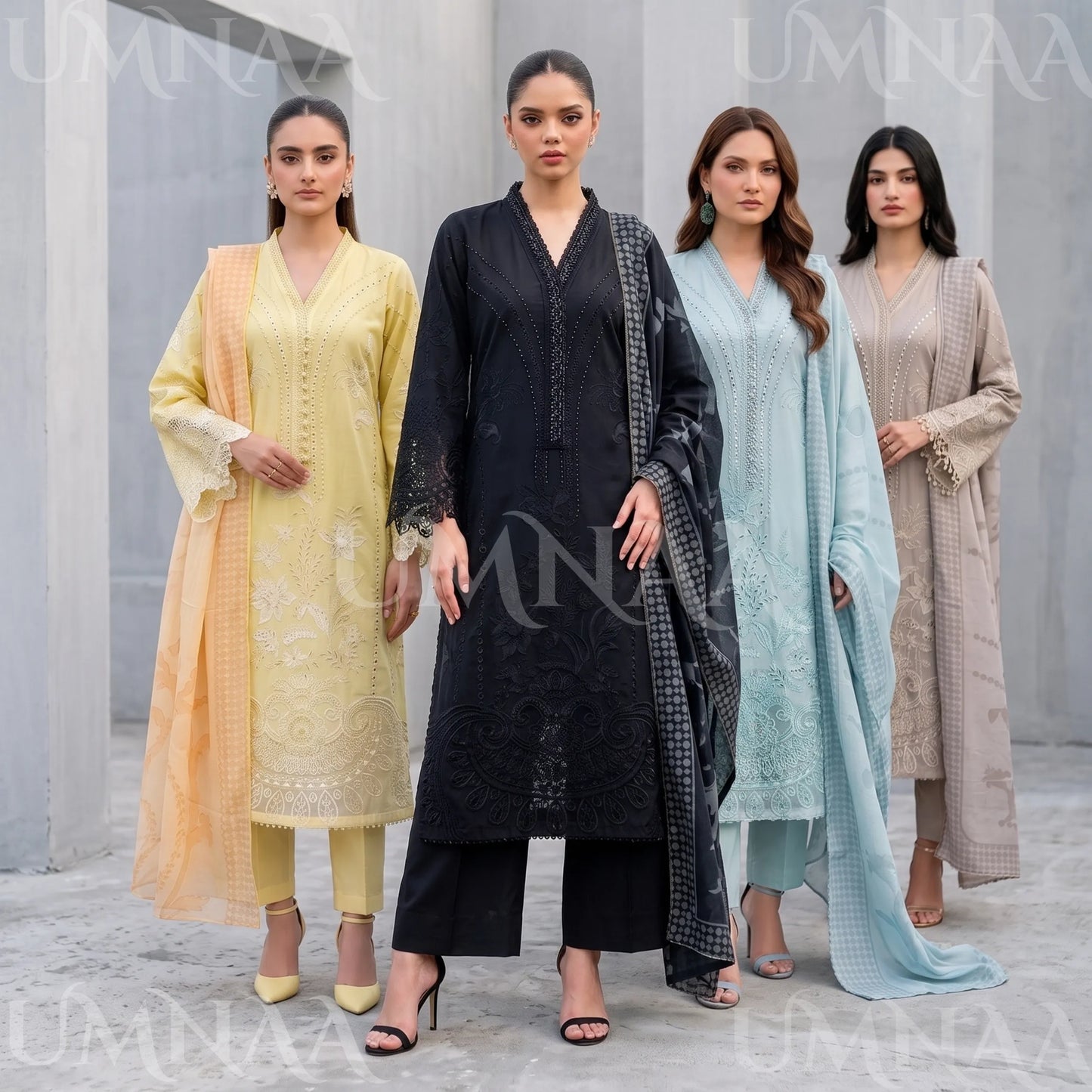 UA-272 Embroidered Cambric Cotton 3 Pc Collection | Umnaa