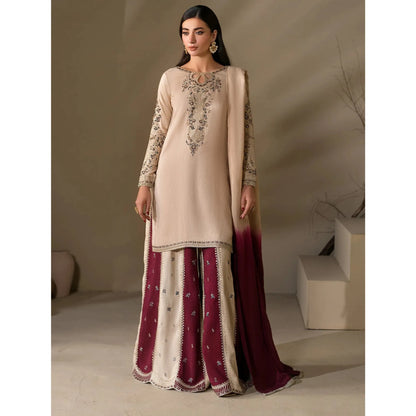 UA-282 Embroidered Raw Silk Luxury Sharara Collection | Umnaa