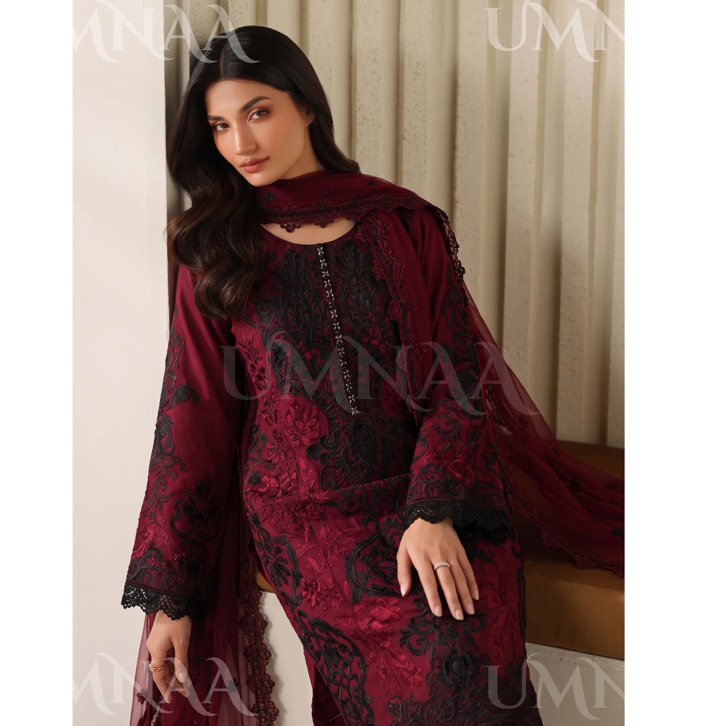 UA-283 Embroidered Chiffon 3 Pc Collection | Umnaa