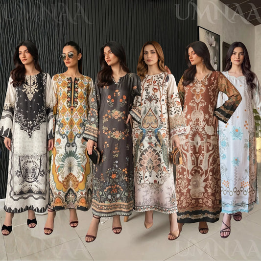 UA-284 Printed Shamooz Silk Printed Kaftan Style Co-Ord Set| Umnaa