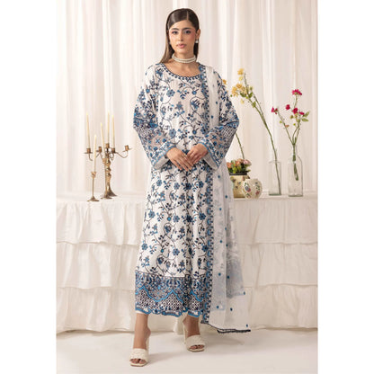 UMS-69 "Aaliya by" Simrans Embroidered Linen frock 3 Pc