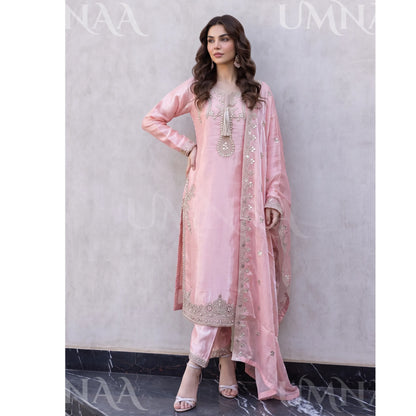 UA-289 Luxury Silk 3-Pc Suit | Embroidered Pakistani Formal Wear