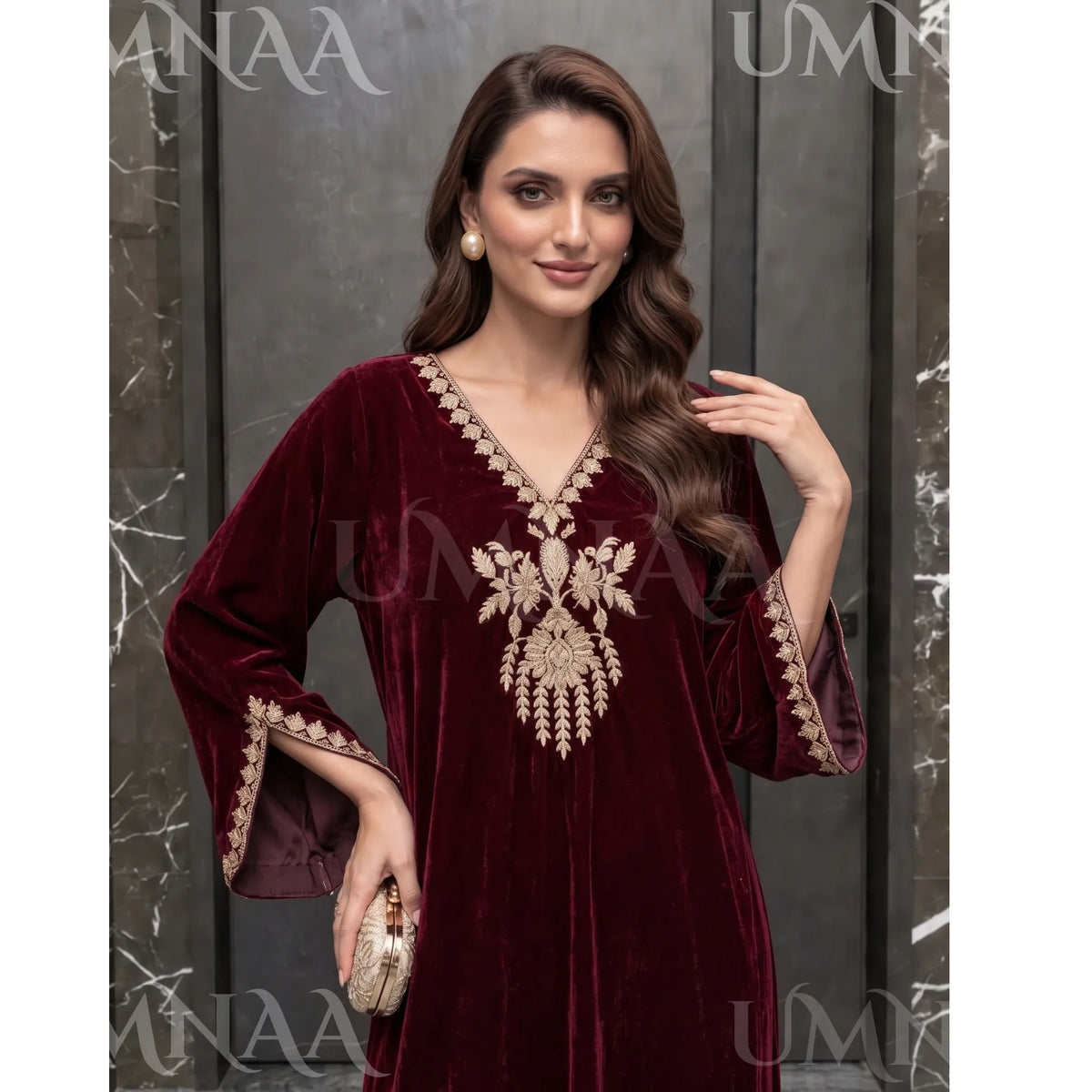 UA-304 Luxury Embroidered Kaftan 1 Pc | Umnaa