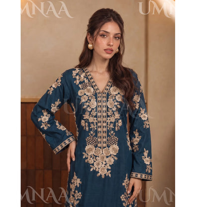 UA-317 Luxury Linen Kaftan Style 3 Pc | Umnaa