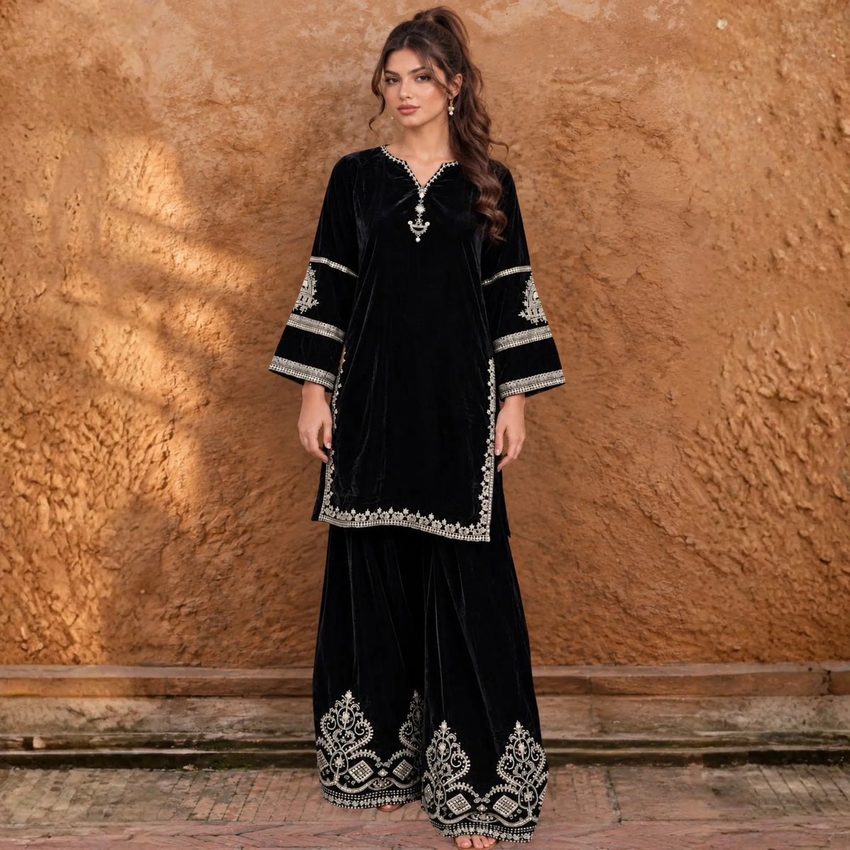 UA-315 Embroidered Farshi Shalwar Cord Set | Umnaa