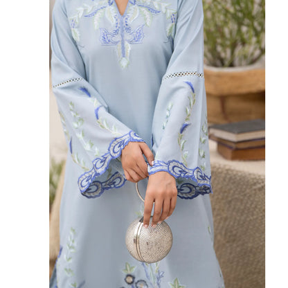 UA-247 Embroidered Cambric Cotton Kaftan Style Co-Ord Set Asian Wear | Umnaa