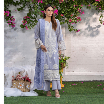 UTT-05 Embroidered Cambric Cotton 3 Pc Ready to wear Collection | Traditional Thread