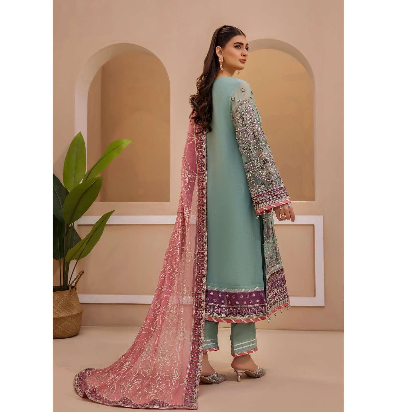 UTT-10 "Chantelle" Embroidered Chiffon Festive Collection by Traditional Thread