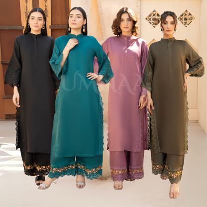 UA-58 Embroidered Viscose Linen 2 Pc Pakistani Co Ord Set Dress | UMNAA