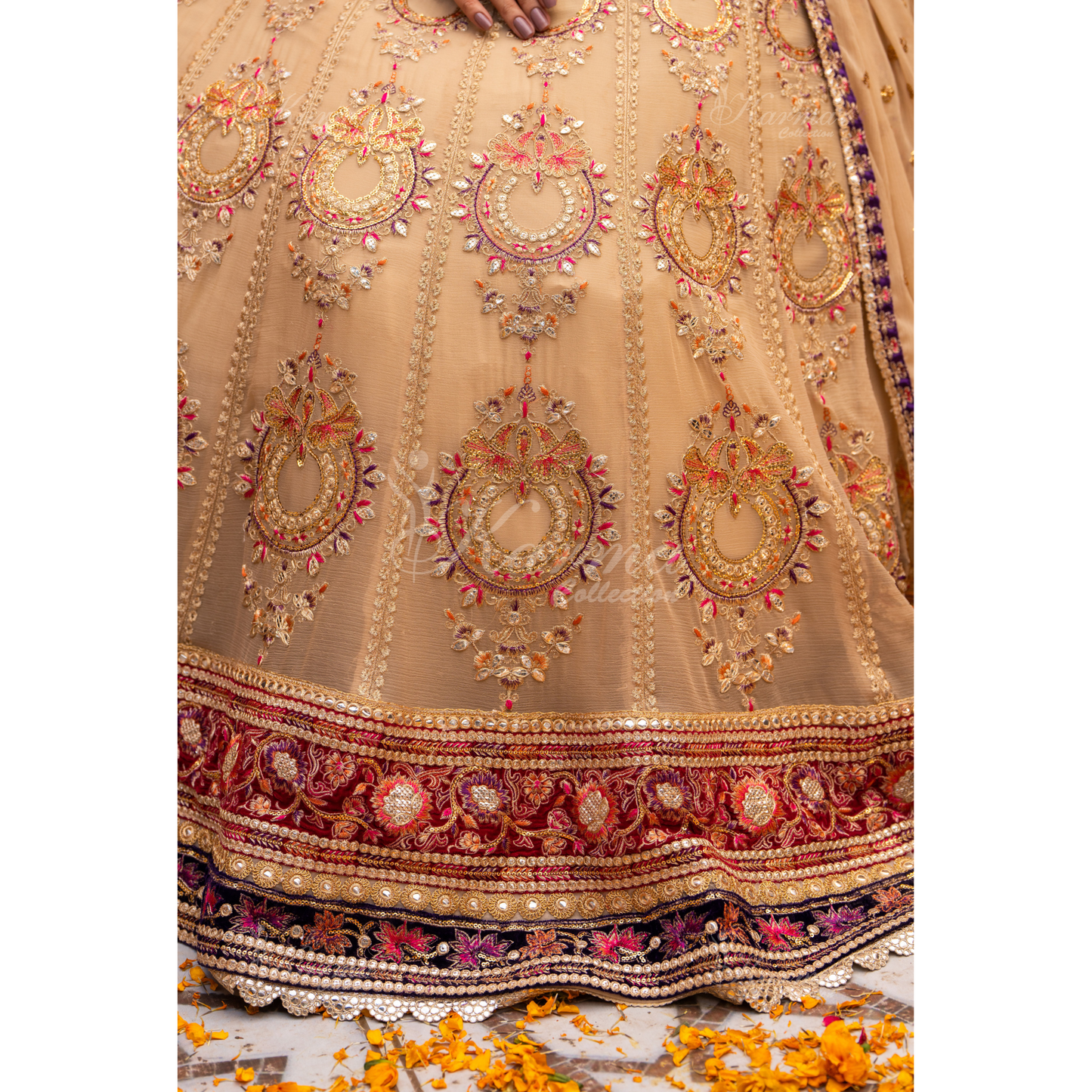 Luxury Embroidered  chiffon long Maxi with velvet jacket | Wedding Collection | karma Collection | UMKC01401