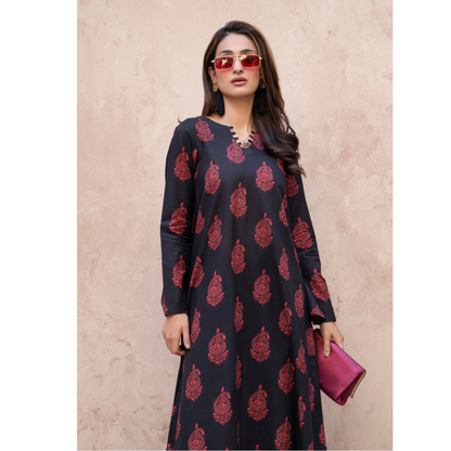 RA-33 Embroidered Lawn Long Kaftan Style 2 Piece Casual Summer Collection by Raniya.h