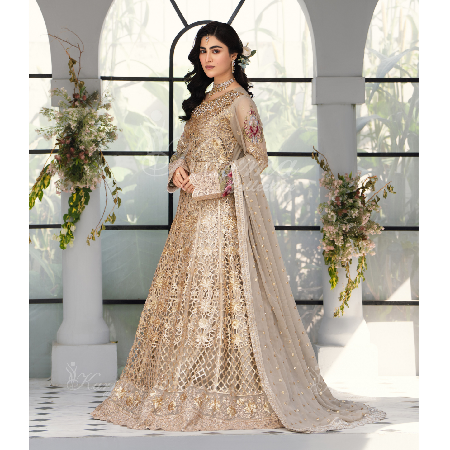 Luxury Embroidered Chiffon long Maxi with chiffon duppata  | Wedding Collection | karma Collection | UMKC01101