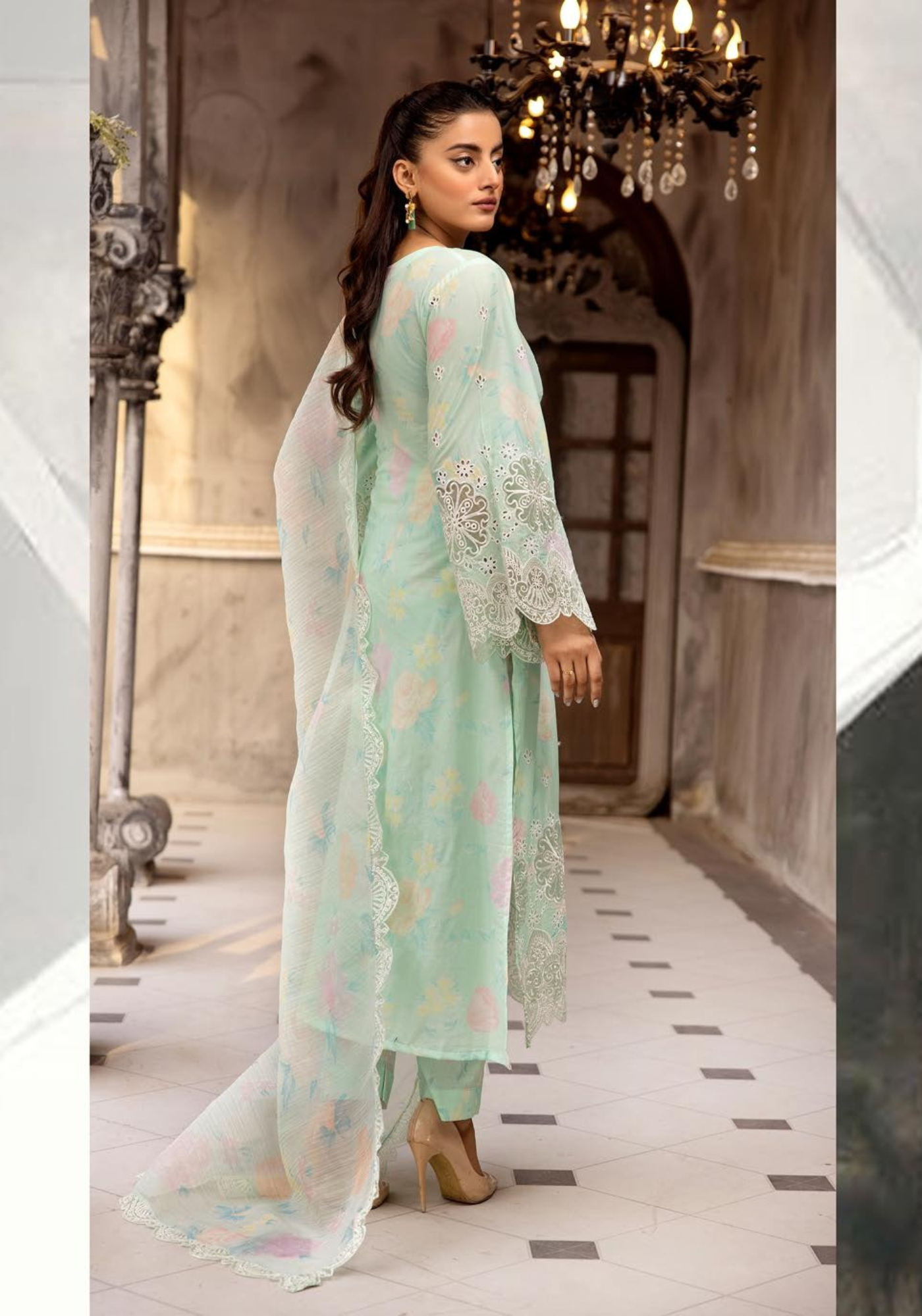 Sea Mist 3 Pc Chikankari Lawn Collection | SIMRANS
