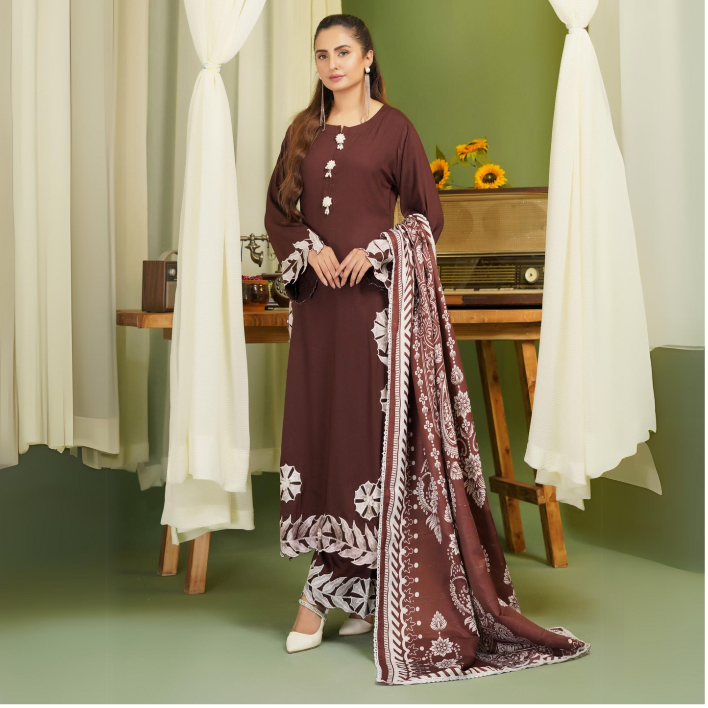 3 Pc Winter Linen Collection with Wool Shawl | Winter Collection | SIMRANS