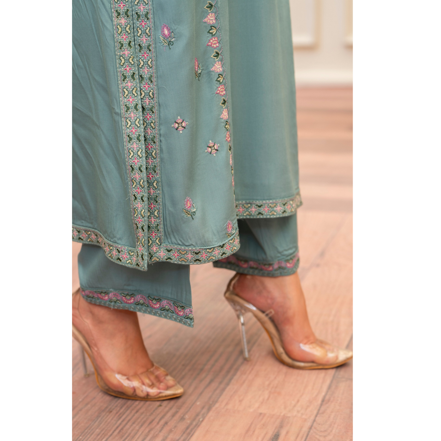 (SEA GREEN) 3 Pc Ready to Wear Embroidered Printed Collection | Karma Collection | UMKC0802