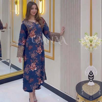 UA-33 Printed Embroidered Winter Linen 3 Pc Dress | Ready to wear | UMNAA