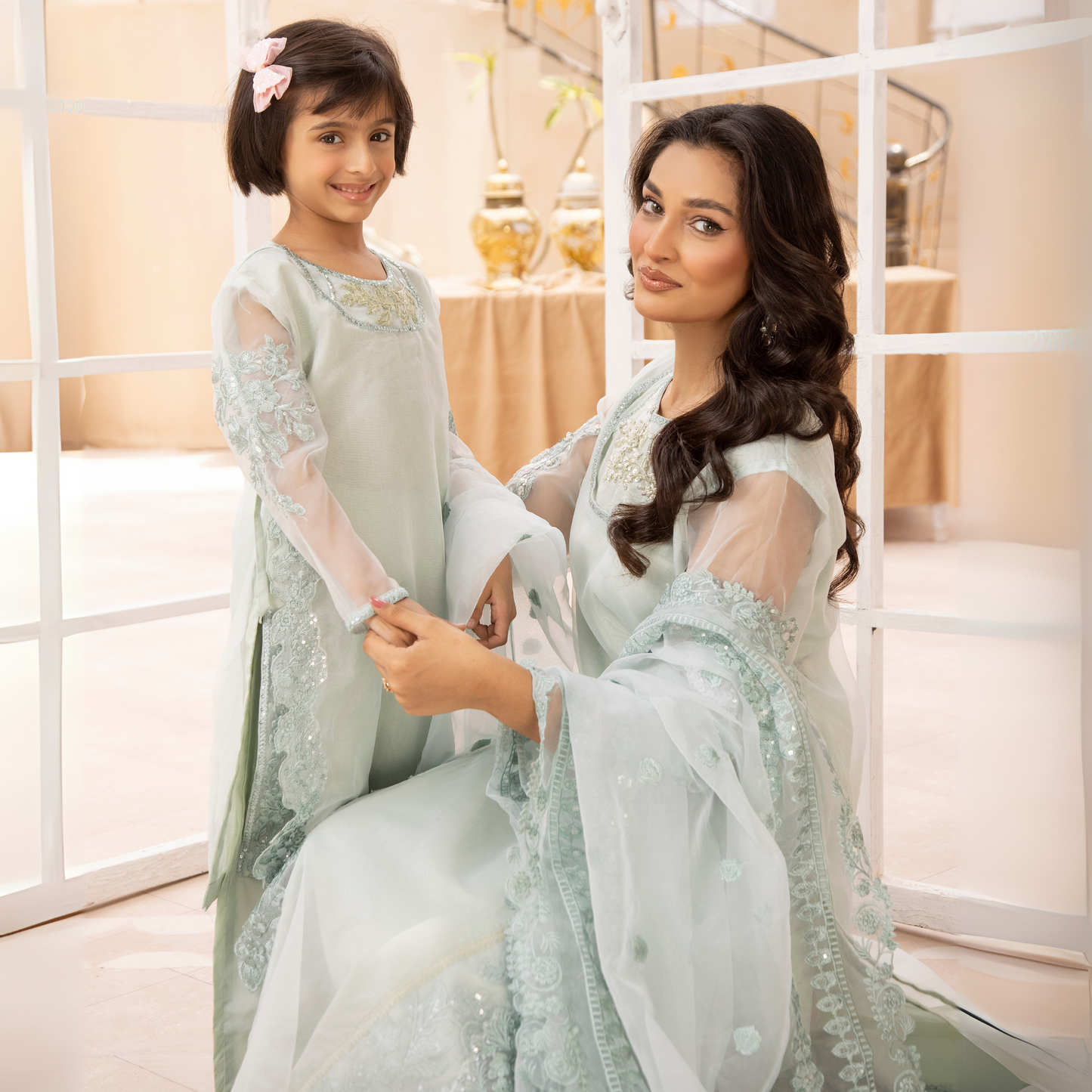 UMS-13 3 Pc Mother & Daughter Luxury Cambric Cotton by Simrans