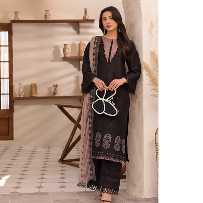 UAL-01 3 Pc Embroidered Chikenkari Cotton Ready to Wear Dress | ALLY'S
