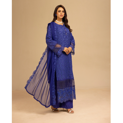 UMS-18 Embroidered Linen Chikenkari 3 Pc Pakistani Dress | Ready to wear | Simrans