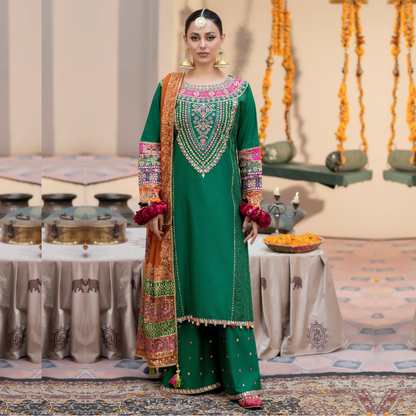 KC-1432 Embroidered Cambric Cotton Dress Ready to Wear 3 Pc - Karma Collection