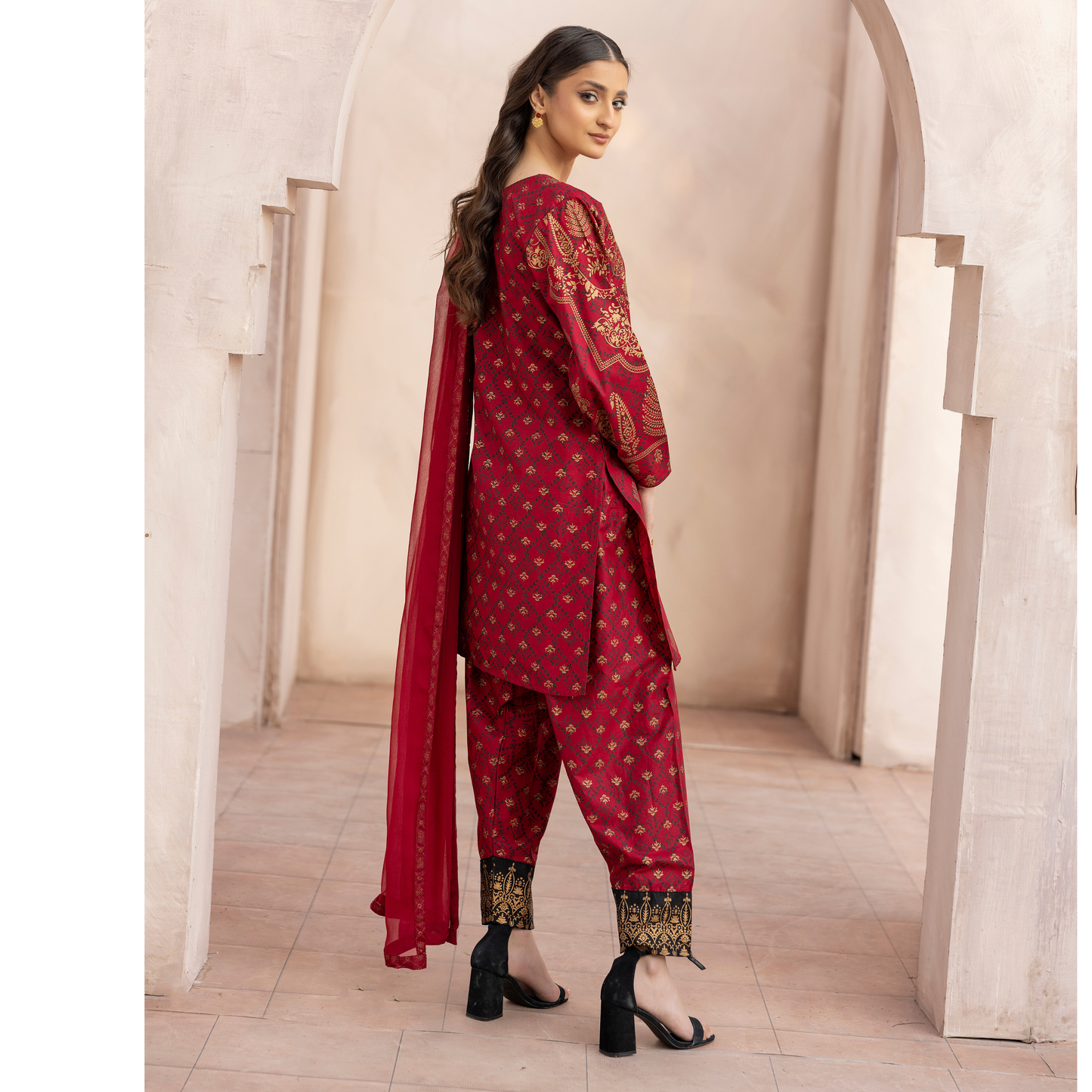 UMS-19 Embroidered Lawn 3 Pc Pakistani Dress | Ready to wear | Simrans