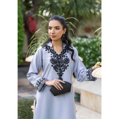 UZA-01 Rang e Elegance by Zaaria 2 Pc Embroidered Dhanak Co-Ords Set