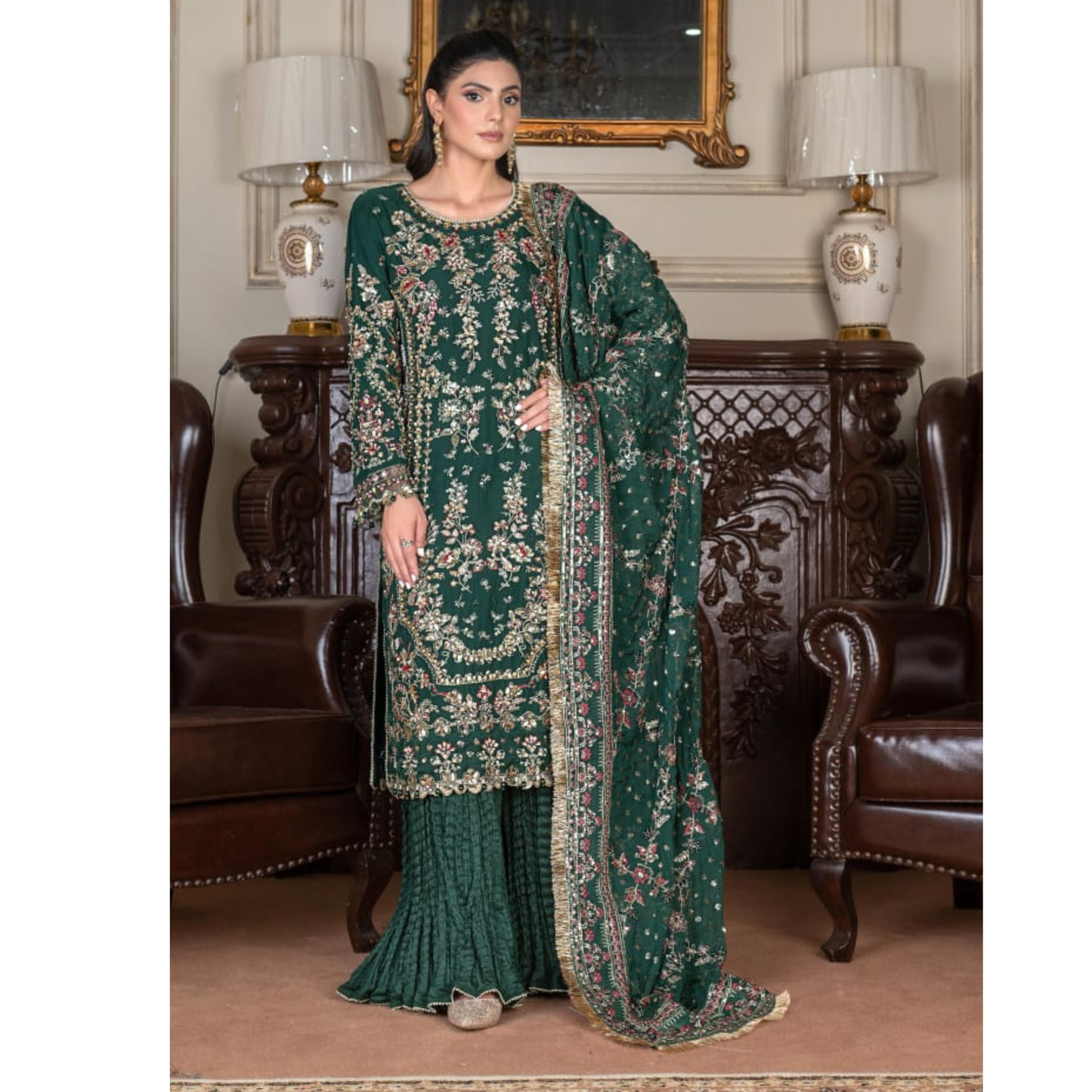 UA-115 Luxury Embroidered Festive Chiffon Collection | Ready to Wear | Umnaa