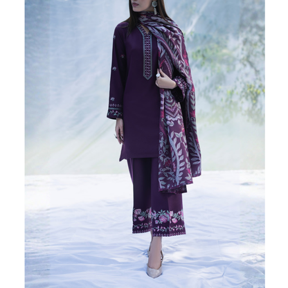 UCA-31 Embroidered Dhanak with Pashmina Shawl Winter Collection by Casuallite