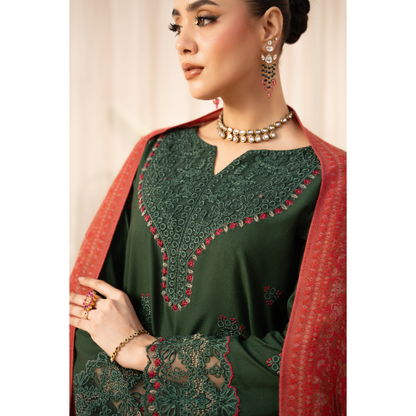 UA-140 Embroidered Dhanak Dress with Pashmina Shawl | Ready to Wear | Asian Clothes