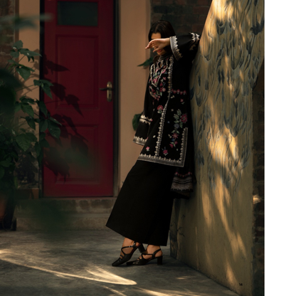 UCA-33 "Shadows" Embroidered Khaddar with Wool Shawl Winter Collection by Casuallite