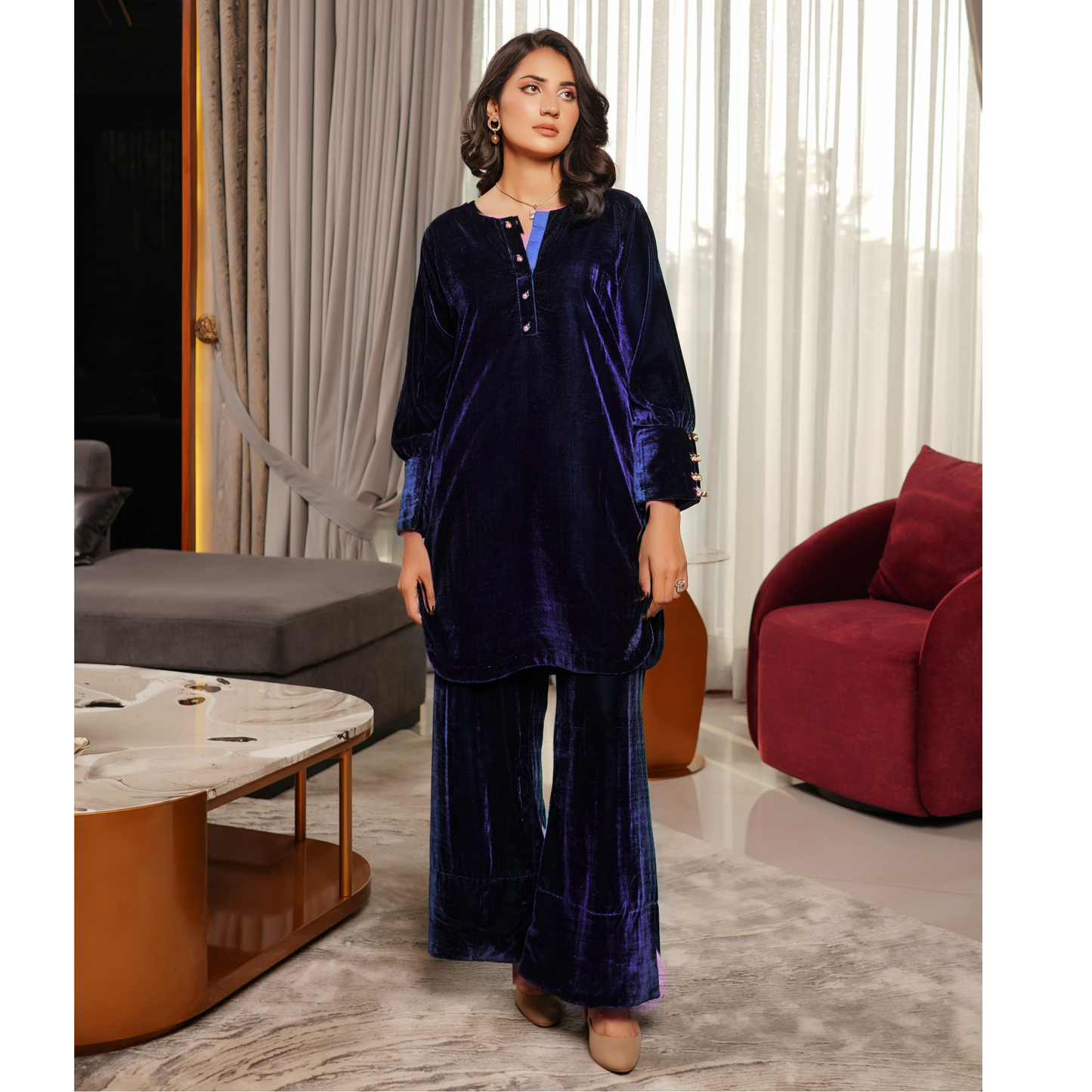 UMS-47 Coco by Simrans Velvet Co-Ords set | Ready to Wear | Asian Clothes