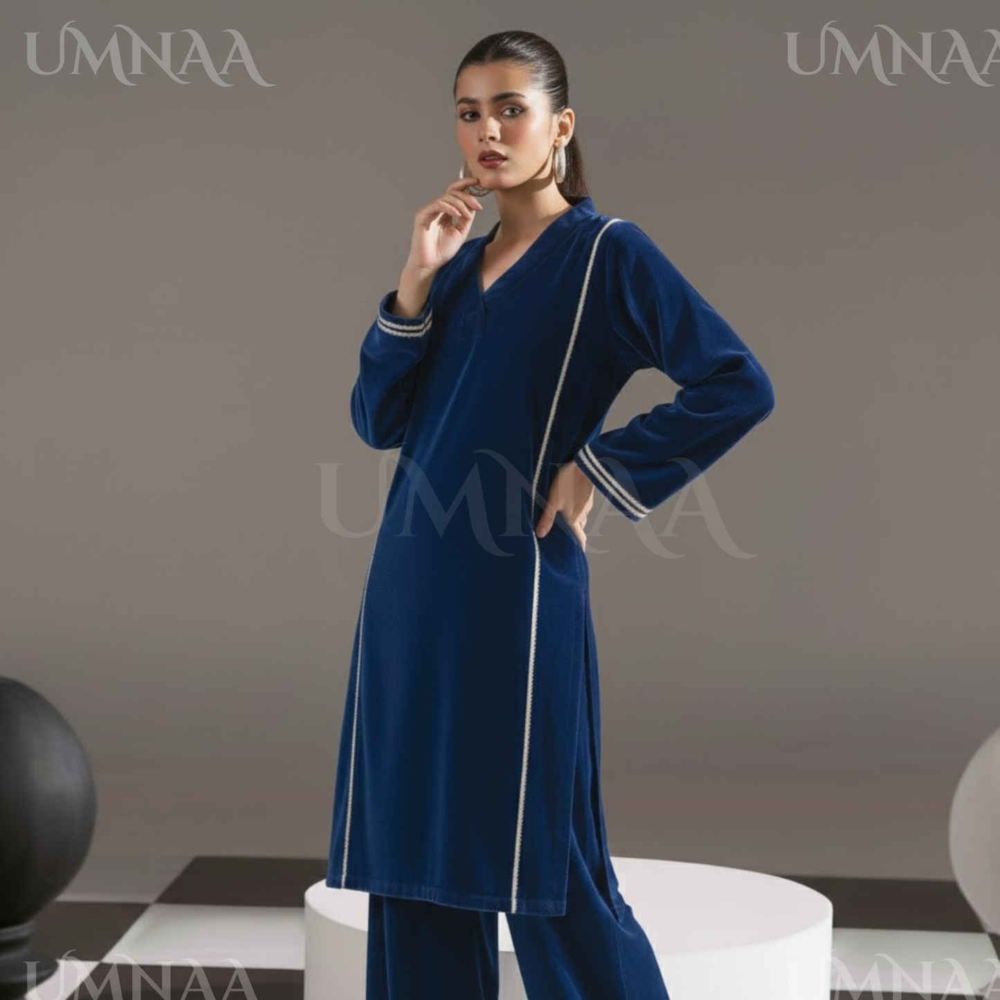 UA-149 Solid Velvet Farshi Shalwar Collection by Umnaa