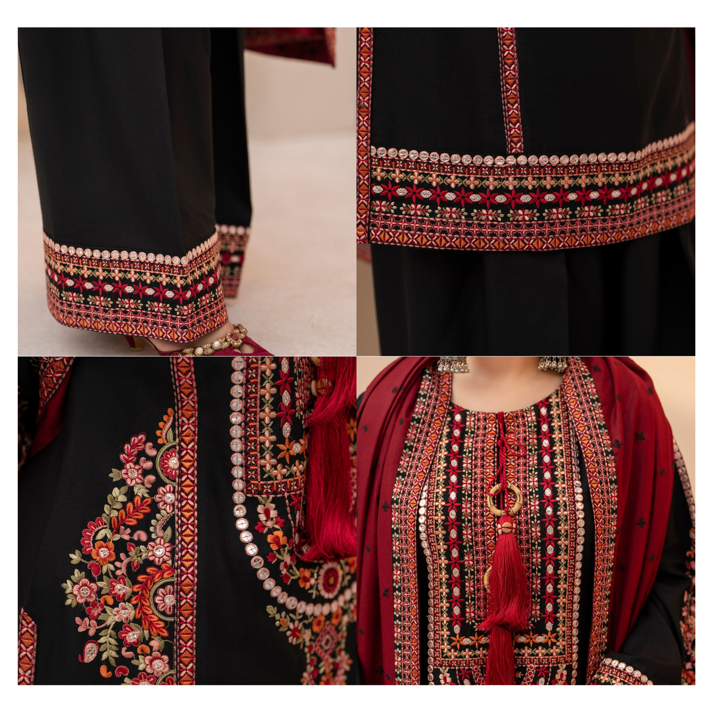 "Mishaal" Khat Edition Luxury Embroidered Farshi Shalwar 3 Piece by Karma Collection