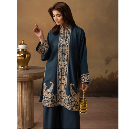 UMS-48 Embroidered Dhanak 2 Pc Co-Ords Set by Simrans