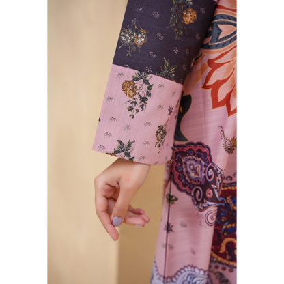 UA-157 Printed Slub Khaddar Kaftan Co-Ord Set | Winter 2 Piece Outfit