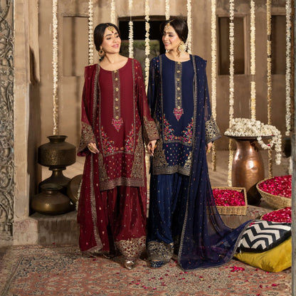 F-521 "Saj Dhaj" Embroidered Georgette Collection by Karma Collection