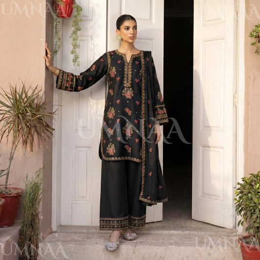 UA-194 Embroidered Cotton Farshi Shalwar Collection by Umnaa | Ready to Wear Pakistani Asian Clothing