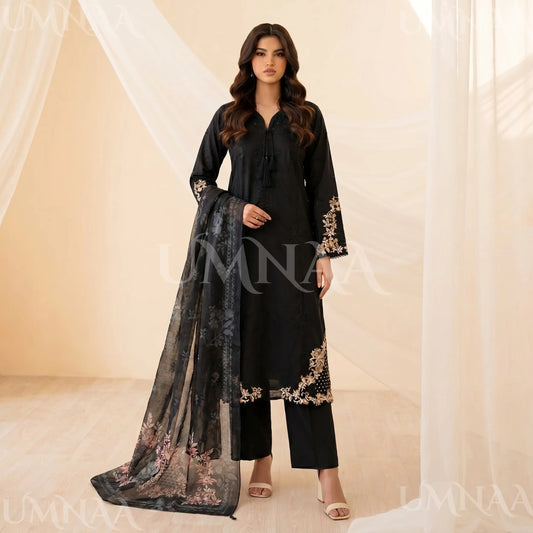 UA-209 Embroidered Cambric Cotton Collection by Umnaa | Ready to Wear Pakistani Asian clothes