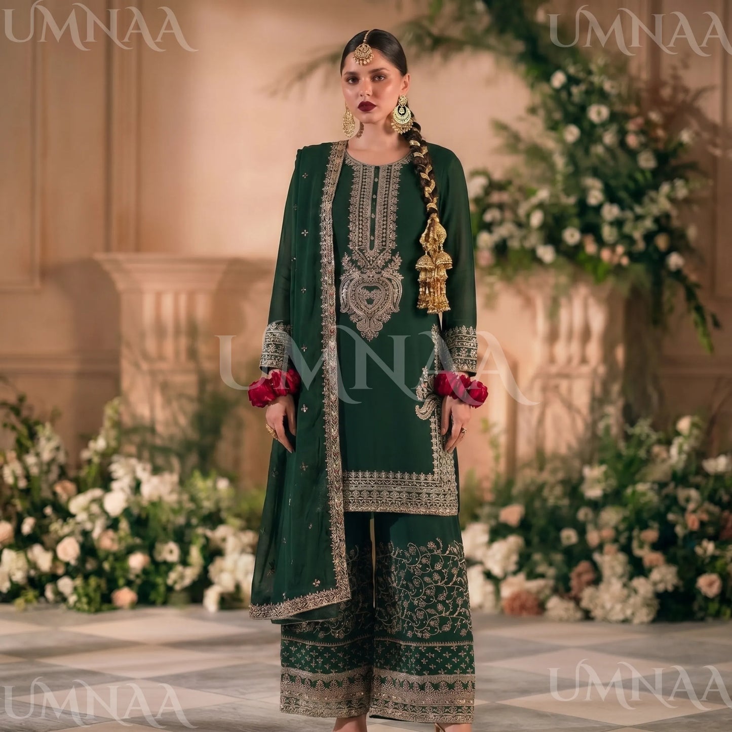 UA-210 Embroidered Chiffon Sharara Festive Collection by umnaa | Ready to Wear Pakistani Asian clothes