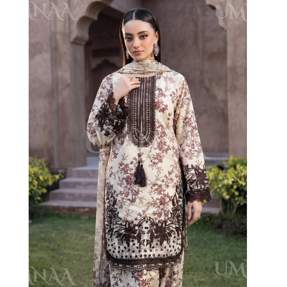 UA-212 Embroidered Printed Slub Poly Lawn Farshi Shalwar Collection by Umnaa | Ready to Wear Pakistani Asian Clothing