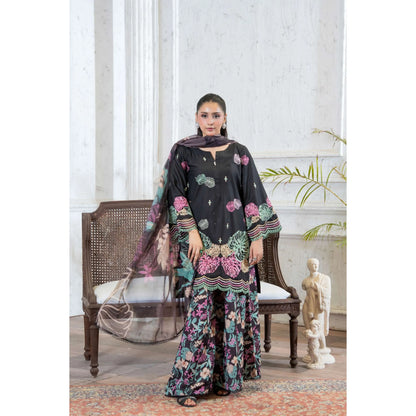 UMRZ-61 "Riwayat" by Rangz Embroidered Cotton with poly Lawn Sharara Festive collection| Ready to Wear Pakistani Asian clothes