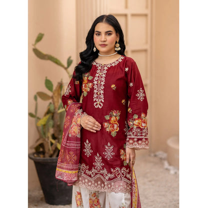 UMRZ-62 "Crimsons" by Rangz Embroidered Cotton with poly Lawn Sharara Festive collection| Ready to Wear Pakistani Asian clothes