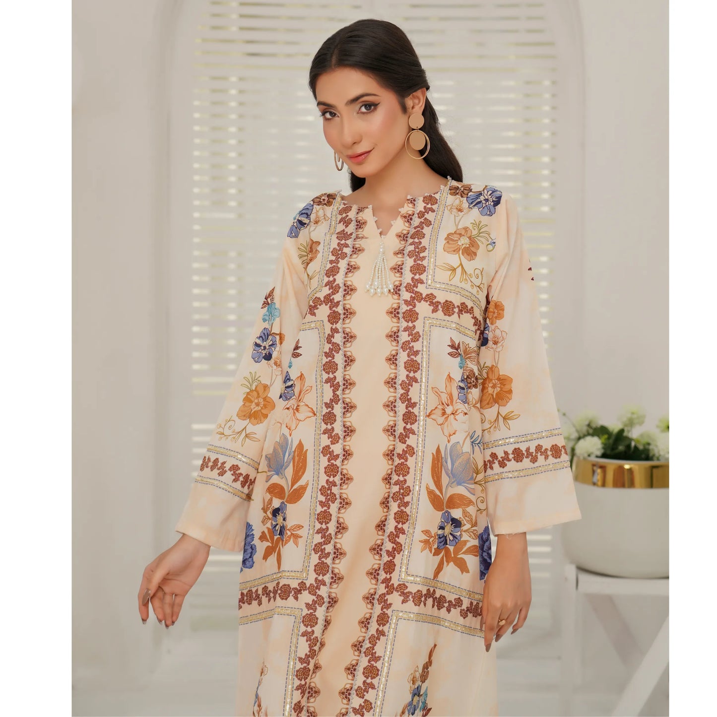 UMS-64 Pakistani Printed Lawn Kaftan Style 2 Piece Suit – Casual Summer Collection by Simrans