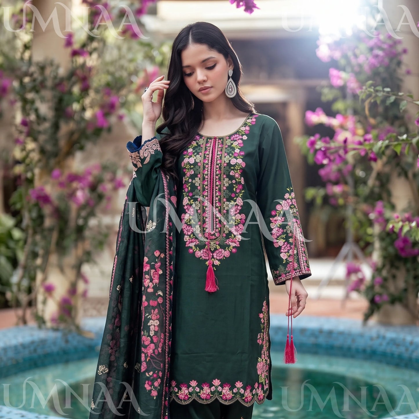 UA-335 Embroidered Viscose 3 Pc Collection Ready to Wear Pakistani Asian clothes by Umnaa